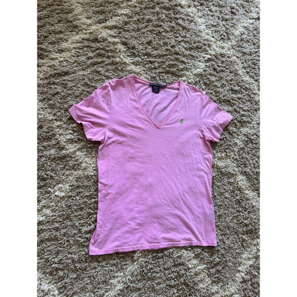 Ralph Lauren Sport Tops - Ralph Lauren Sport Pink Pima Cotton V-Neck T-Shirt Women's XL